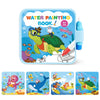 A colorful water painting book for kids featuring illustrations of sea creatures and animals.