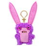 A purple plush monster keychain featuring rabbit ears and a face with large eyes.