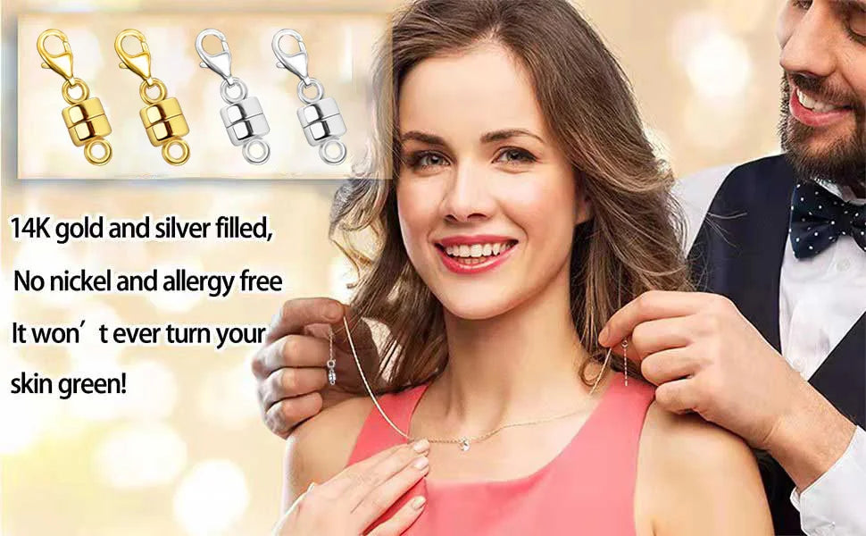 Magnetic Necklace Clasp Converter with Lobster Claw – 14K Gold & Silver Plated
