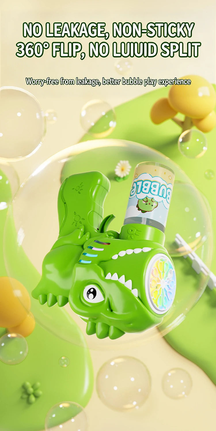 Dinosaur Bubble Gun for Kids – Auto Blower with Refillable Liquid