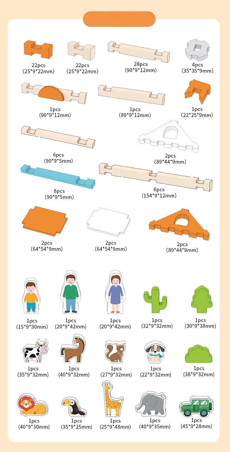 Natural Wooden Building Blocks Set for Toddlers