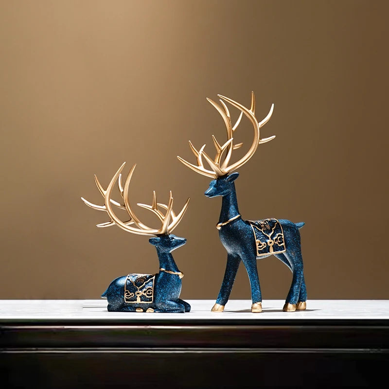Set of 2 Resin Deer Figurines