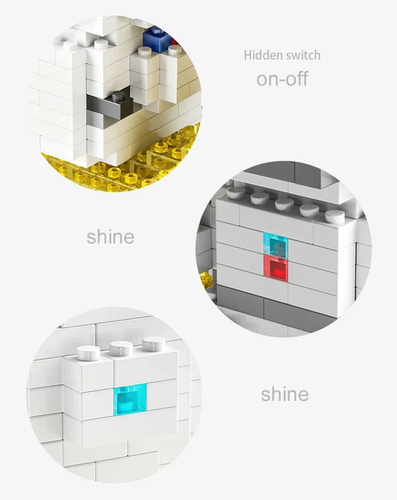 Luminous Astronaut Moon Building Blocks Set with LED Light Technology