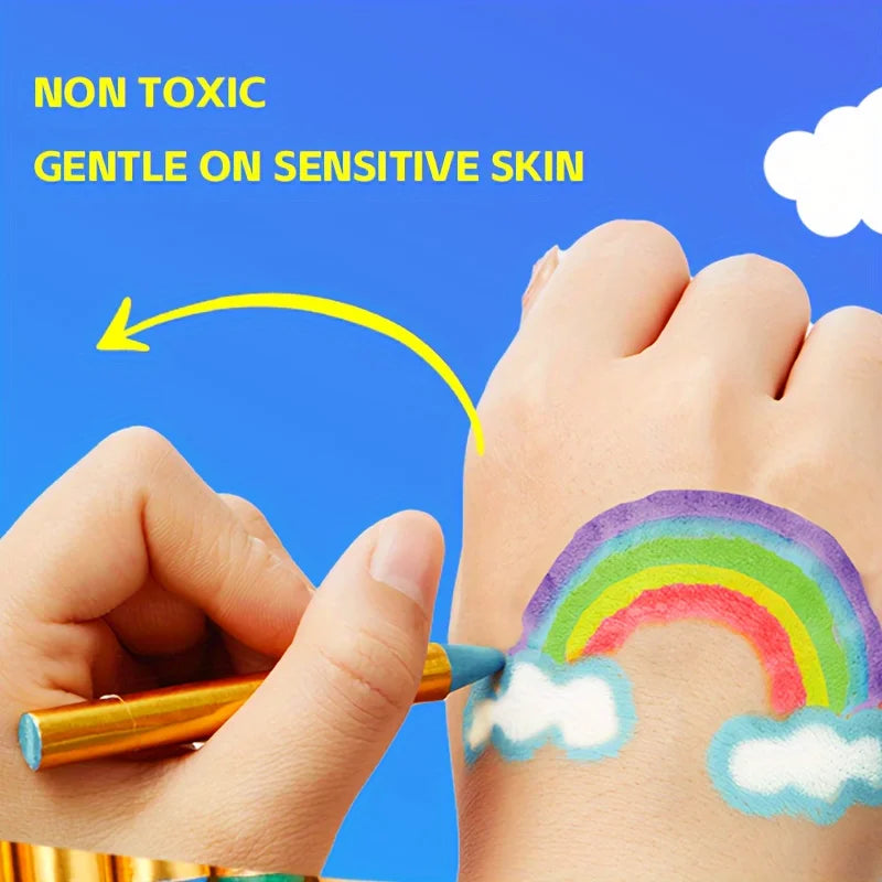 Non-Toxic Face Paint Crayons Set - Safe Face & Body Art for Halloween, Cosplay & Festivals