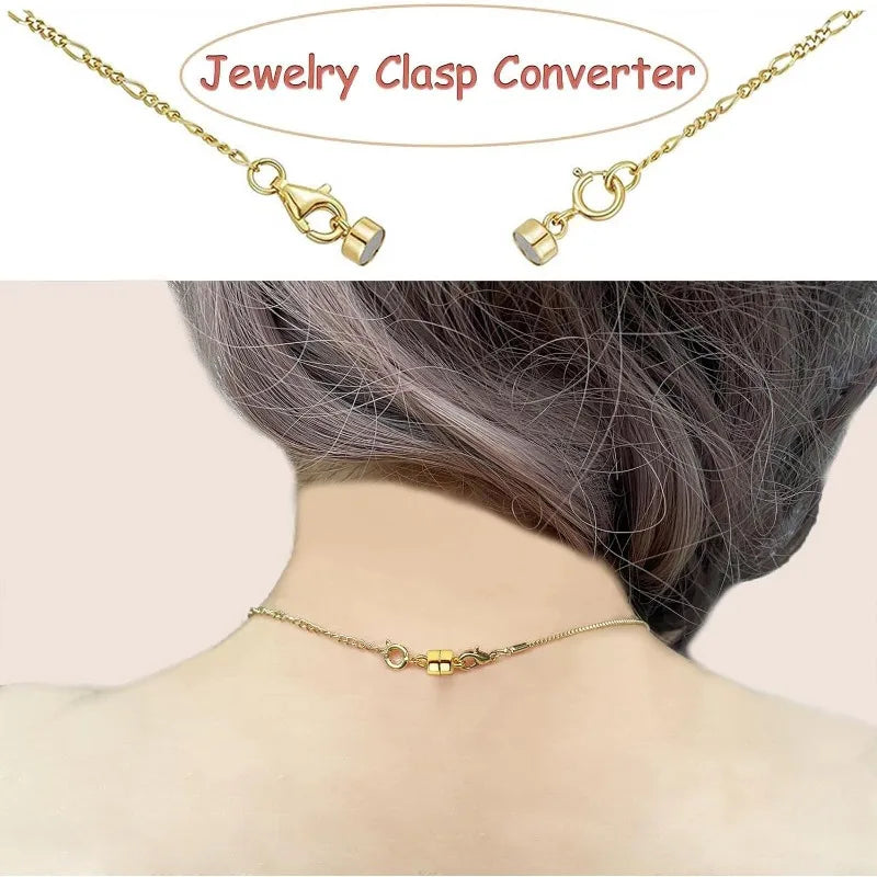 Magnetic Necklace Clasp Converter with Lobster Claw – 14K Gold & Silver Plated