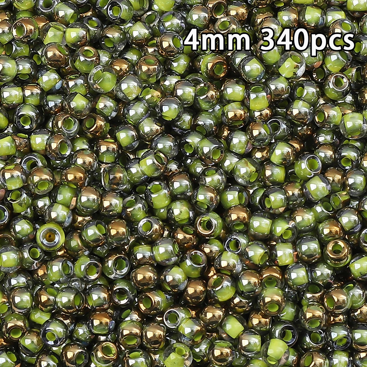 A close-up view of 340 pieces of golden gradient glass beads used for DIY jewelry making.