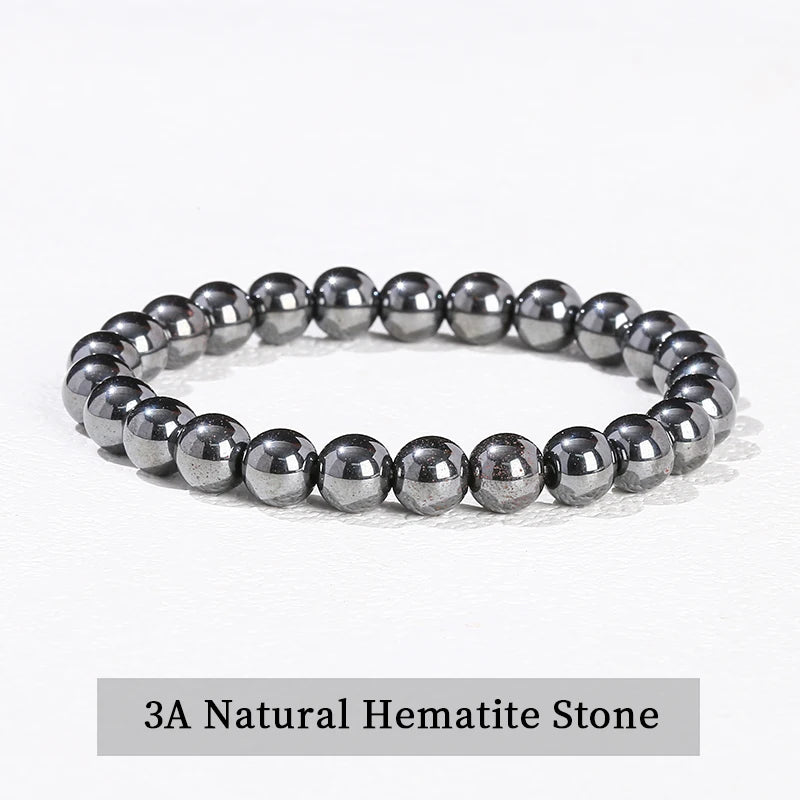 A bracelet made of 3A natural hematite stone beads.