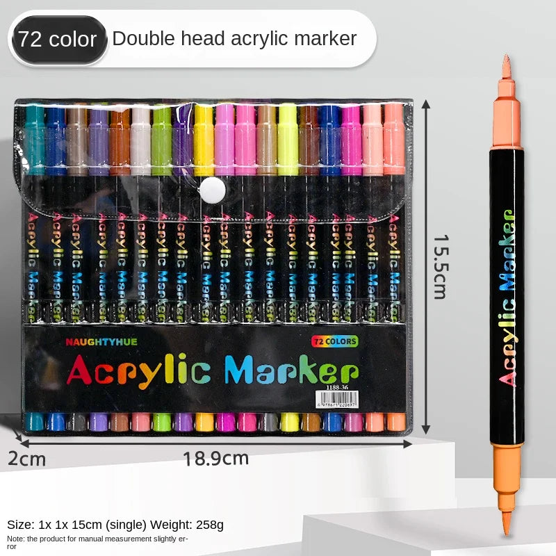 48-Color Acrylic Paint Markers with Dual Tips for Art & Craft