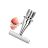 A close-up view of a stainless steel diamond painting pen with a silver tip and a metal body.