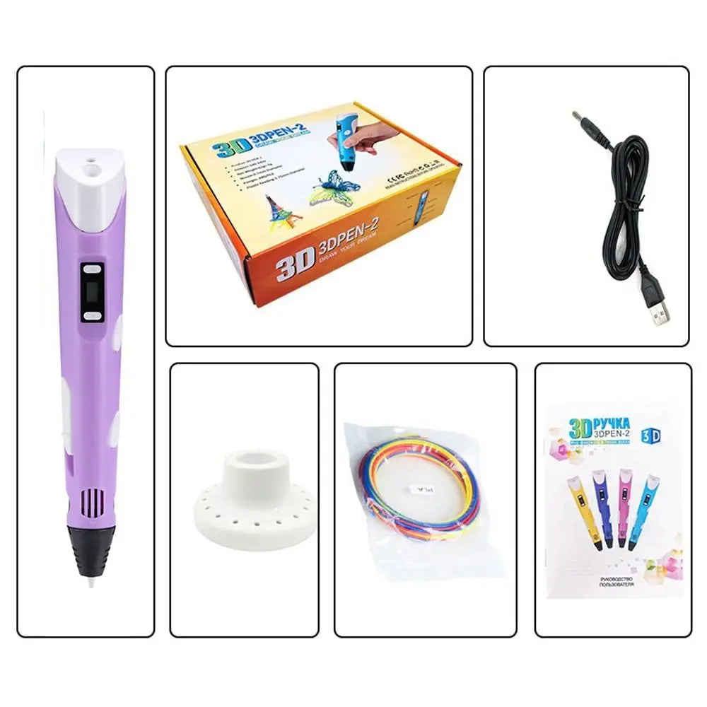 3D Printing Pen with LCD Screen and Adjustable Speed