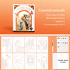 A watercolor coloring book set featuring line art of colorful animals like tigers, elephants, and birds with blank paper shee