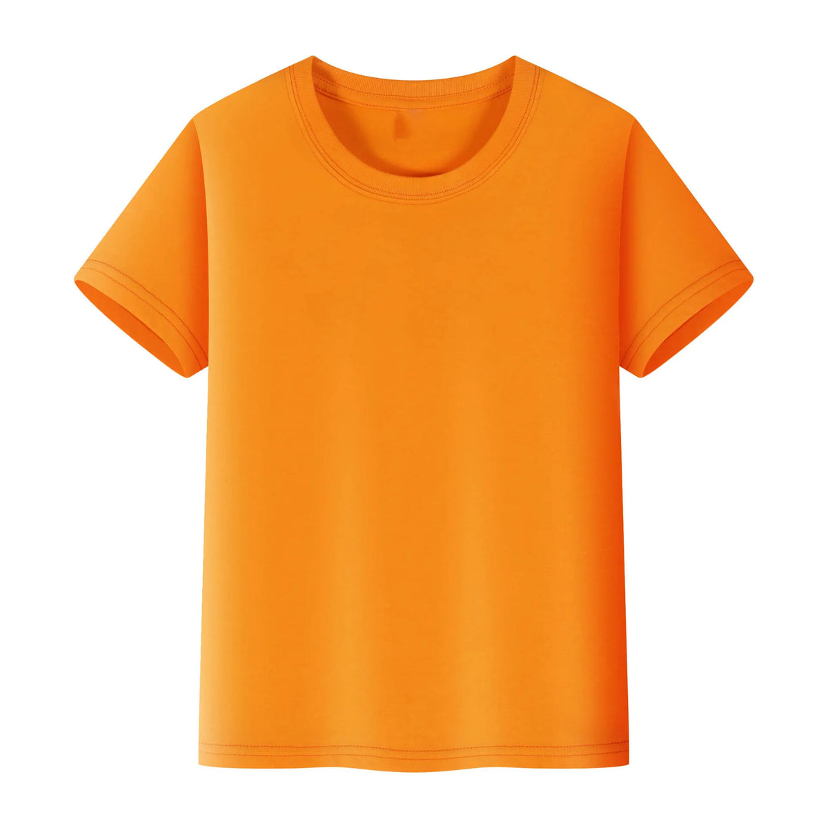 A bright orange short-sleeved t-shirt for kids.