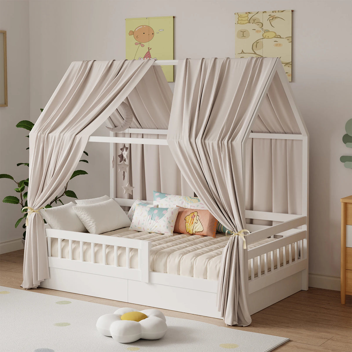 Soft Muslin Bunk Bed Canopy for Kids' Bedroom Decor