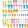A collection of kawaii mini fruit forks in various colors and shapes for kids