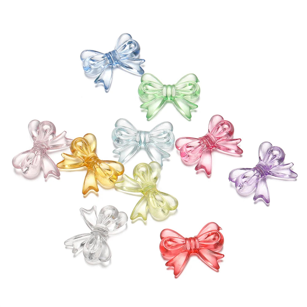 Multicolor Transparent Bow Acrylic Beads for DIY Jewelry Making