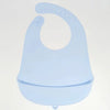 Light blue waterproof silicone baby bib with a catch pocket