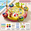 Pink table legs version of a magnetic fishing game set with various fish and accessories