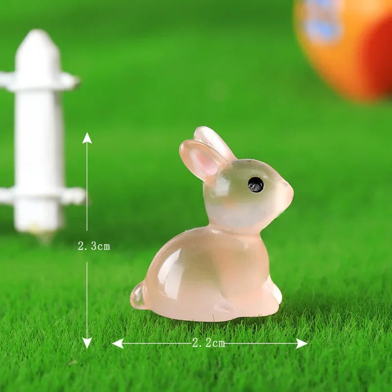 Glow-in-the-Dark Bunny Resin Figurines for Easter & Home Decor
