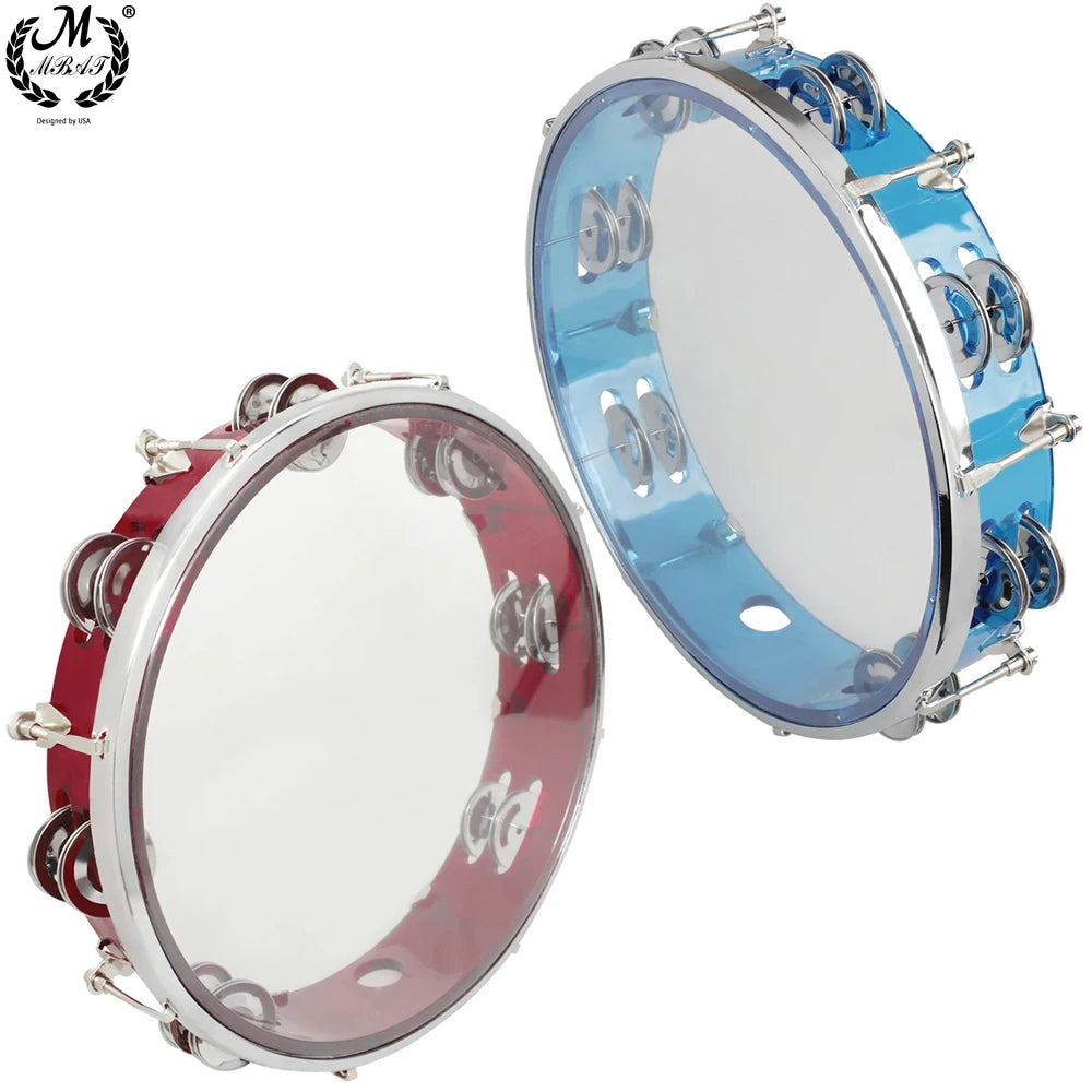 10-Inch Self-Tuning Tambourine with Stainless Steel Jingles