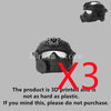 A black 3D printed military building block set with gun and helmet accessories.
