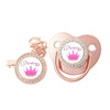Crystal Crown Pacifier Clip Set with Silicone Nipple