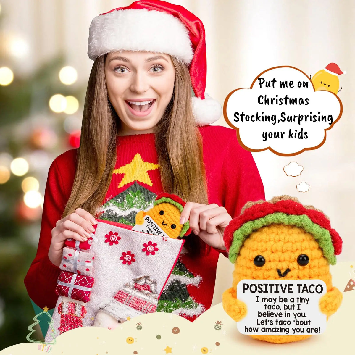 Handmade Crochet Taco Plush – Cute Emotional Support Gift