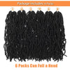 Six packs of black faux locs crochet hair strands displayed for sale.