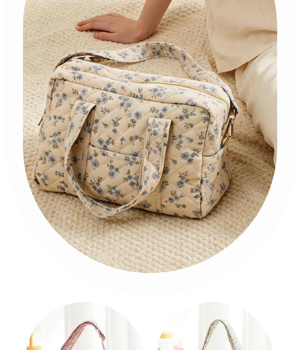 Quilted Maternity Diaper Bag with Crossbody Strap