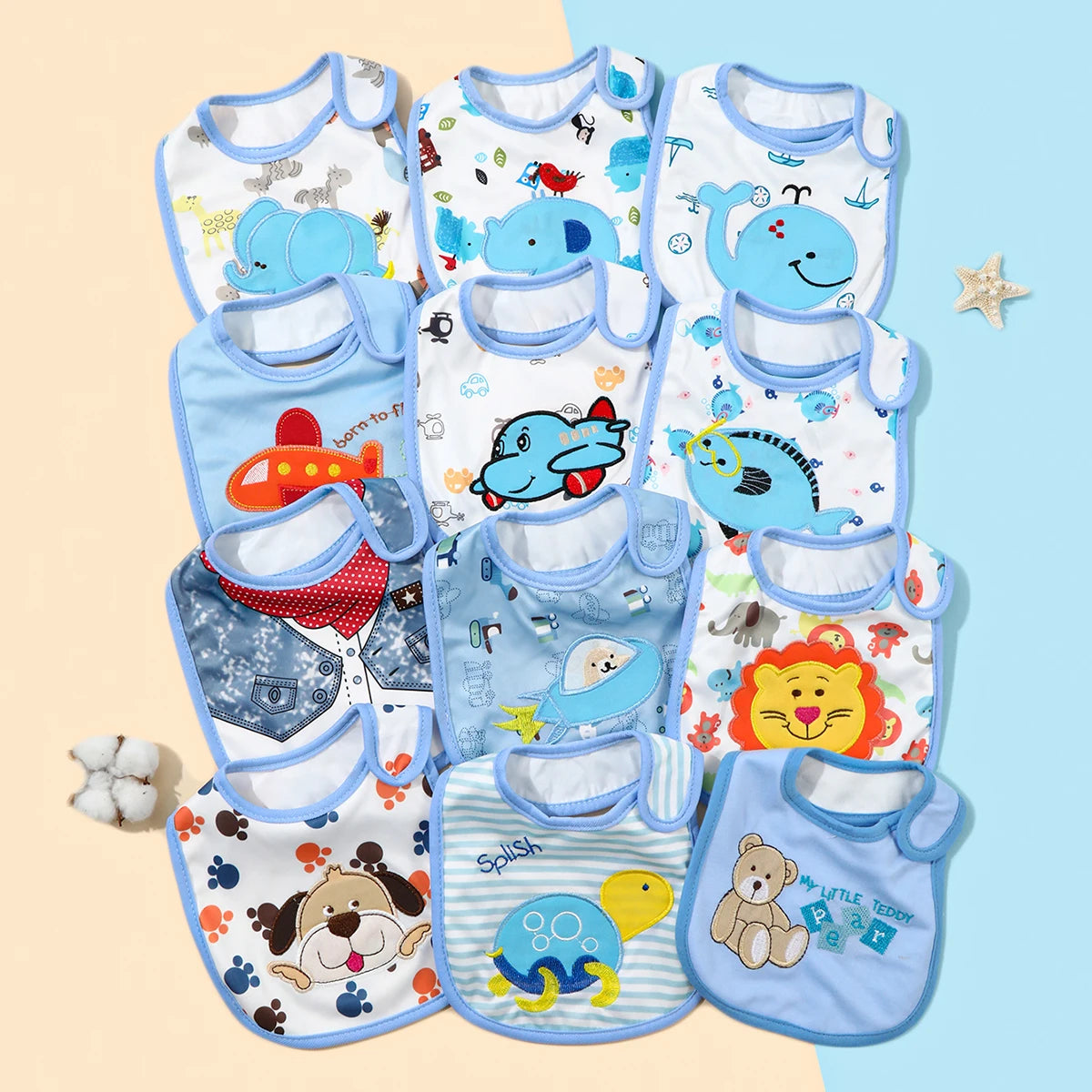 Waterproof Baby Feeding Bibs and Burp Cloths Set (5-Piece)