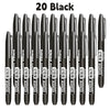 A pack of 20 black permanent fine-tip markers displayed in a row.