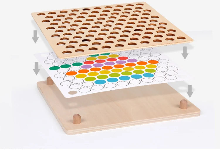 Wooden Clip Beads Color Sorting & Fine Motor Skills Toy