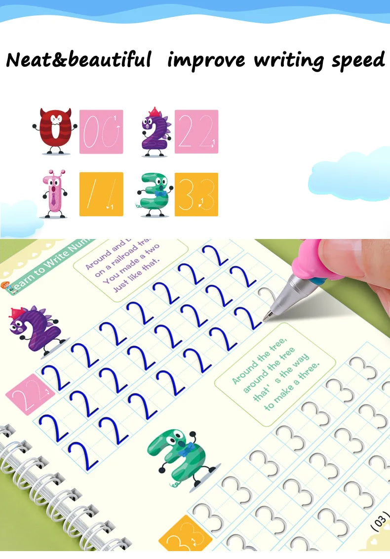 Reusable Magic Arabic Writing Practice Book for Kids