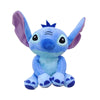 A cute plush figurine of a blue donkey character with purple ears and a spiky blue tuft on its head.