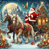A festive painting kit featuring Santa Claus and reindeer in a winter scene with a large moon and Christmas trees.