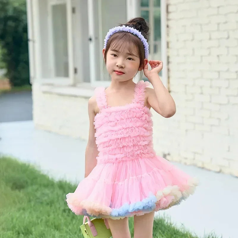 Children's Princess Tutu Dress with Ruffled Ball Gown Design