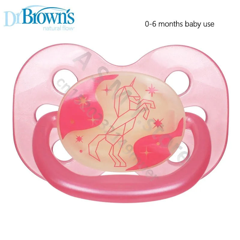 Pink silicone baby pacifier soother with a horse design for 0-6 months baby use