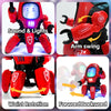 A red interactive dancing duck robot toy demonstrating sound, lights, arm swing, waist rotation, and forward backward movemen