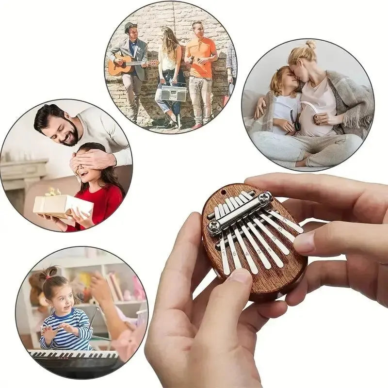 Wooden Kalimba Thumb Piano with Metal Chain