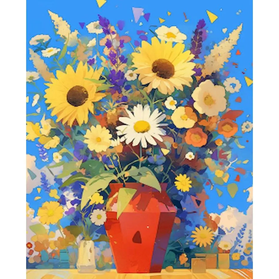 DIY Paint by Numbers Kit | Flowers in Vase | Acrylic Canvas Art with Frame