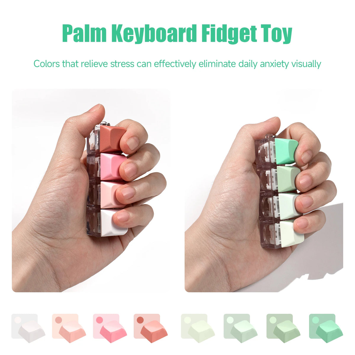 Tactile Keyboard Fidget Keychain with Silent and Click Modes