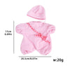 Pink cotton doll outfit including a matching hat for a 12-inch doll.
