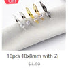 A set of 10 gold-toned flattened chain connectors with zip ties for jewelry making.