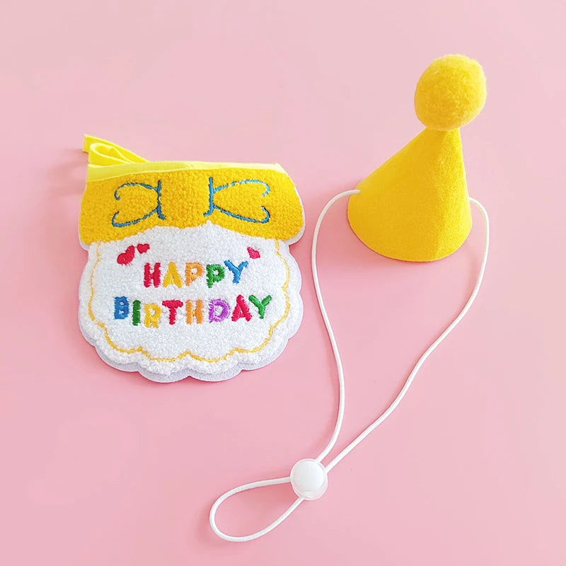 Pet Birthday Hat and Bib Celebration Set