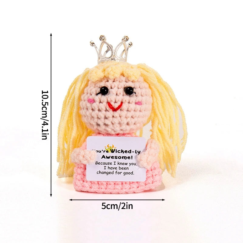 Handmade Crochet Positive Doll with Hugging Card
