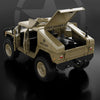 A tan 1:12 scale RC off-road climbing vehicle with a raised cargo bed and rugged tires.