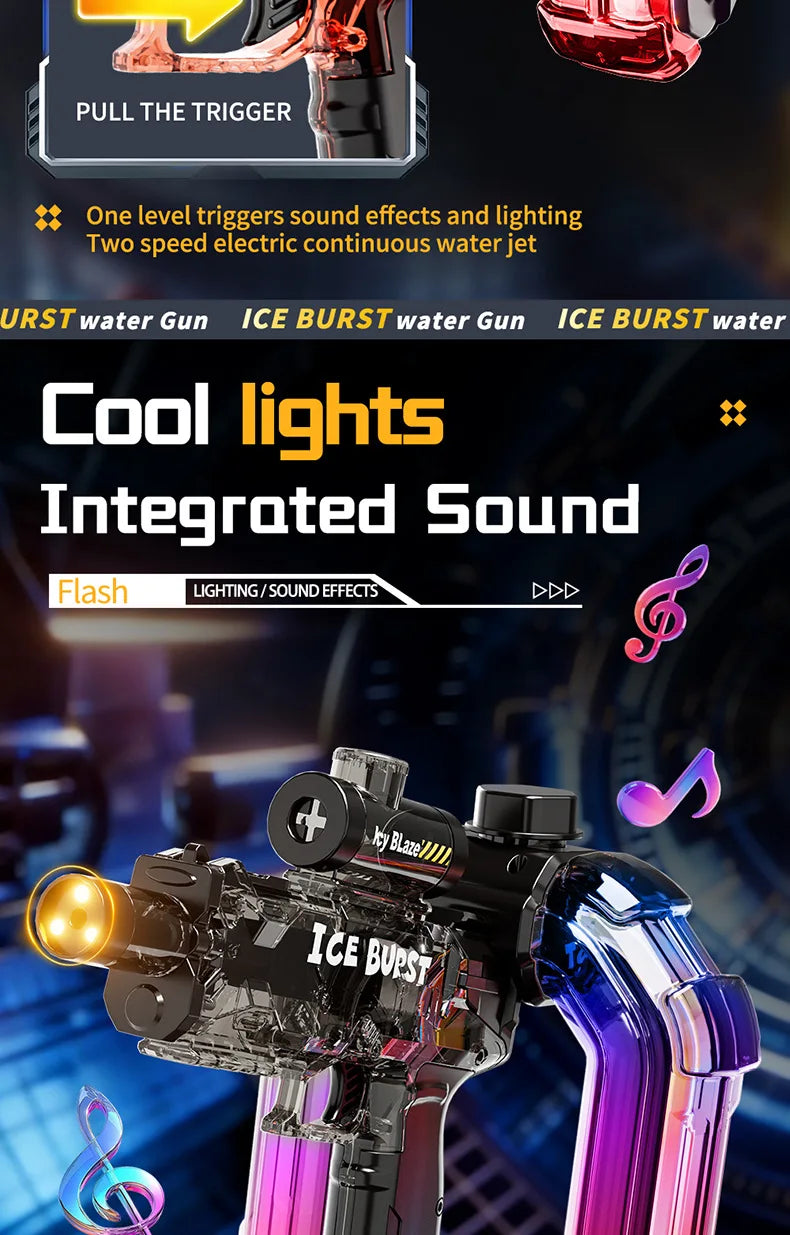 Electric Water Gun Blaster with LED Lights and Sound Effects