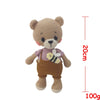 Handmade crochet stuffed bear plush toy in brown and purple tones