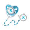 Personalized Zircon Pacifier Clip with Silicone Teether