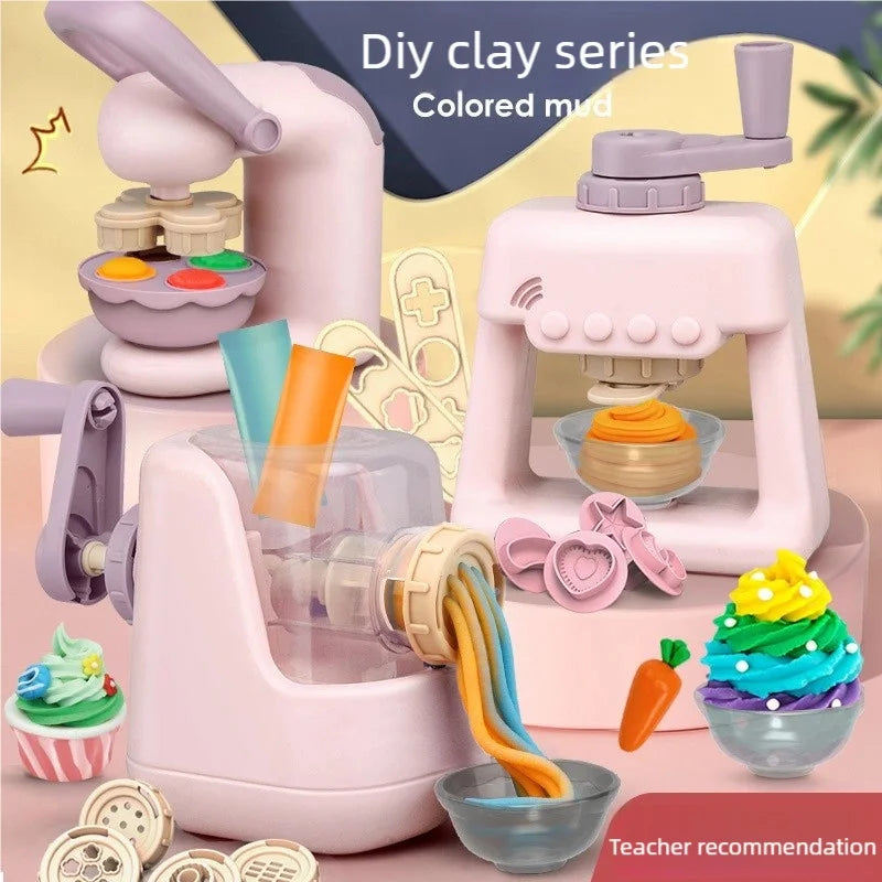 Creative Ice Cream Shop Clay Set with Noodle Maker for Kids