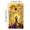 A rectangular deck of Tarot cards featuring an illuminated, golden-yellow background with figures and foliage.